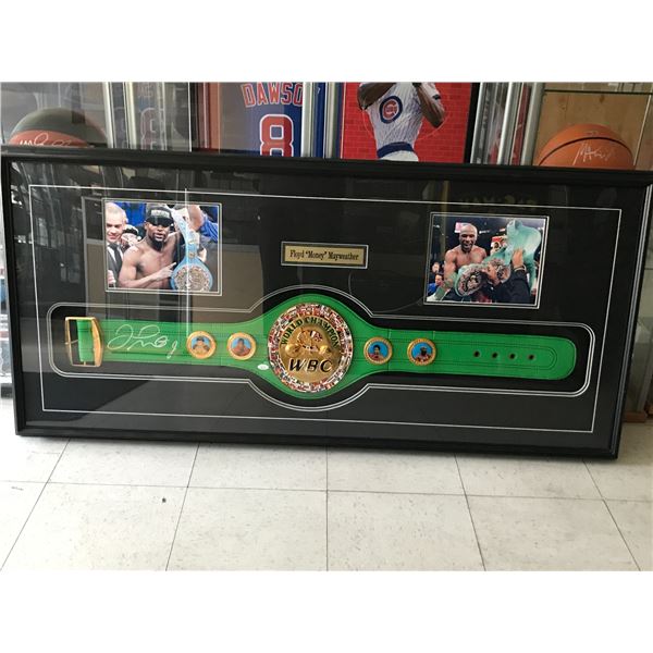 FLOYD MONEY MAYWEATHER SIGNED AND CUSTOM FRAMED CHAMPIOSHIP BELT (JSA COA)