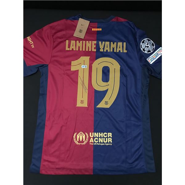 LAMINE YAMAL SIGNED FC BARCELONA SOCCER JERSEY - BECKETT COA