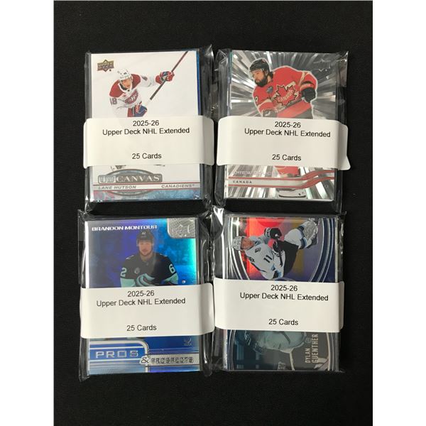 LOT OF 100 2025-26 UPPER DECK NHL EXTENDED HOCKEY TRADING CARDS