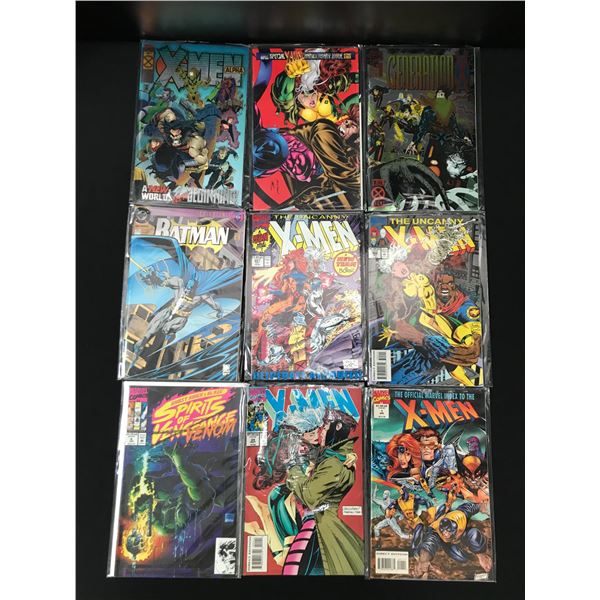 LOT OF 9 MIXED TITLE COMICS - MARVEL AND DC COMICS