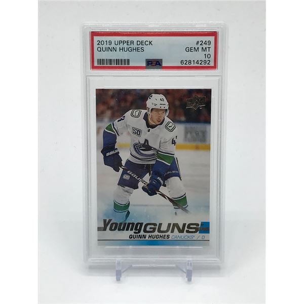 2019 UPPER DECK QUINN HUGHES YOUNG GUNS TRADING CARD - PSA GRADE 10