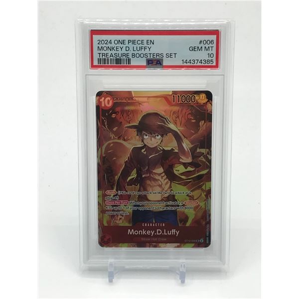 2024 ONE PIECE EN MONKEY D. LUFFY TREASURE BOOSTER TRADING CARD - PSA GRADE 10