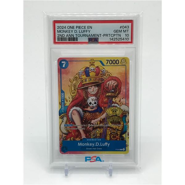 2024 ONE PIECE EN MONKEY D. LUFFY 2ND ANN TOURNAMENT TRADING CARD - PSA GRADE 10