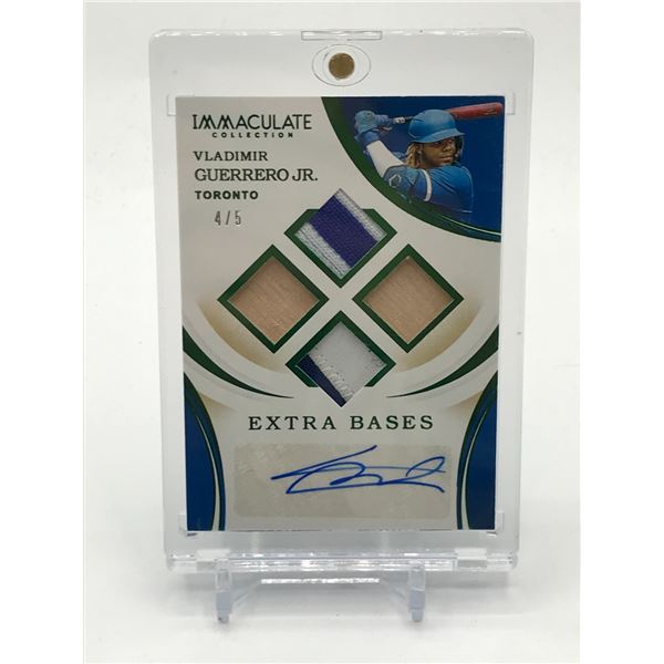 2020 PANINI IMMACULATE COLLECTION BASEBALL VLADIMIR GUERRERO JR SIGNED QUAD PATCH TRADING CARD 4/5