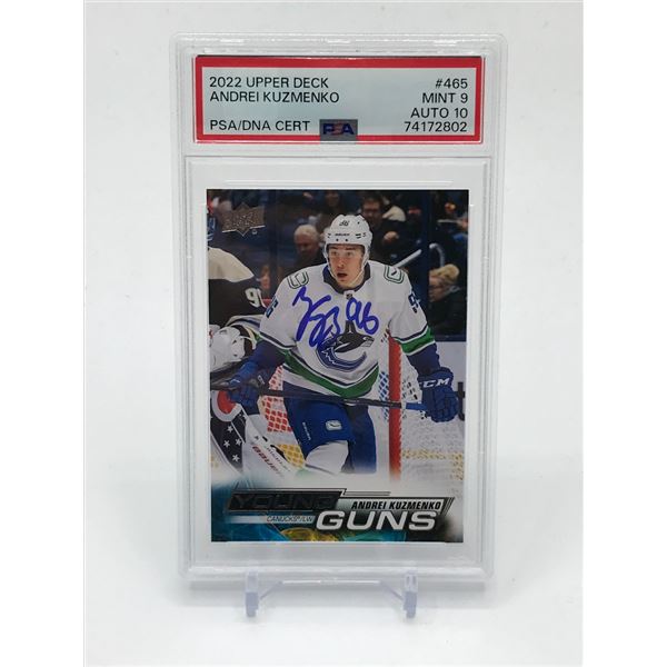 2022 UPPER DECK ANDREI KUZMENKO SIGNED TRADING CARD - PSA GRADE 9/10