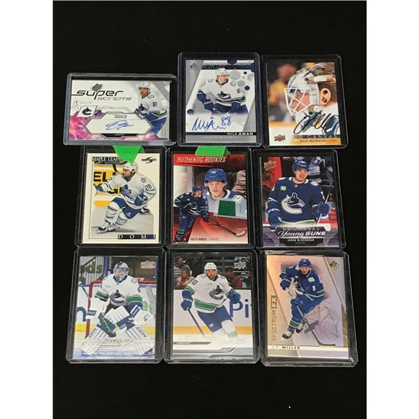 LOT OF 9 HOCKEY TRADING CARDS - INCLUDING SIGNED AND YOUNG GUNS