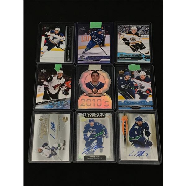 LOT OF 9 HOCKEY TRADING CARDS - INCLUDING SIGNED AND YOUNG GUNS