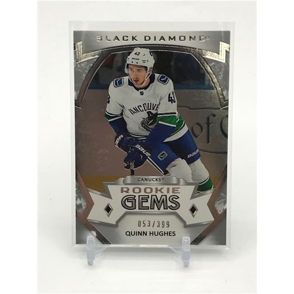 2019-20 BLACK DIAMOND HOCKEY QUINN HUGHES ROOKIE GEMS TRADING CARD 053/399
