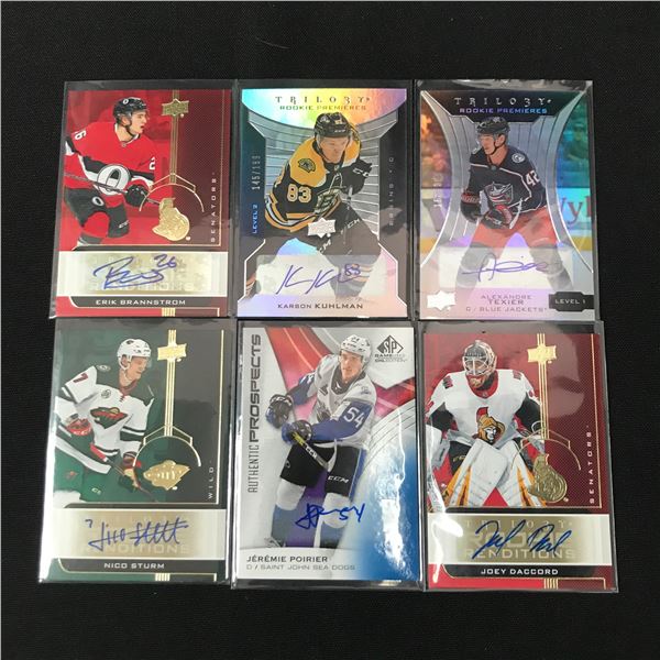 LOT OF 6 SIGNED HOCKEY TRADING CARDS