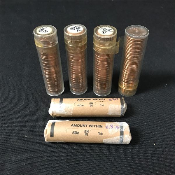 6 ROLLS OF VINTAGE PENNIES (VARIOUS YEARS)