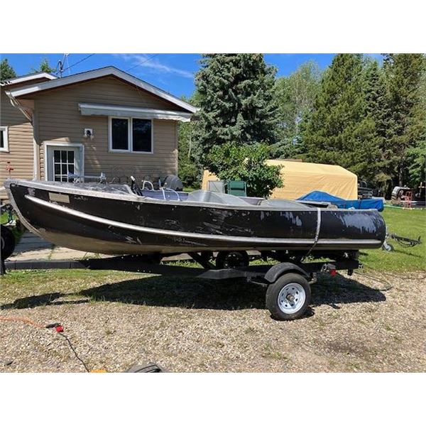 1957 Feather Craft Aluminum Boat with Trailer