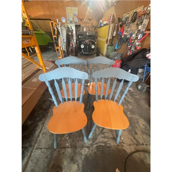 4 Wooden Spindle Back Chairs
