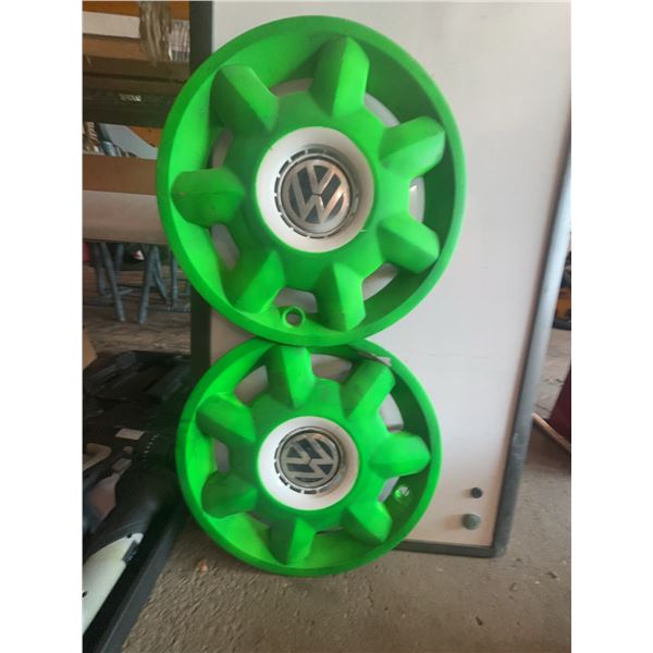 Volkswagen Green Hubcaps Pair