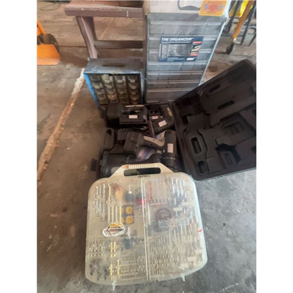 Cordless Power Tool Lot With Drill and Parts