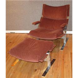 Saporiti Chrome Lounge and Ottoman