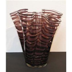 Purple Striped Clear Murano Glass Vase