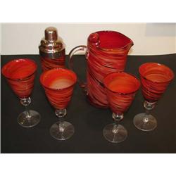 Red Murano Cocktail Set