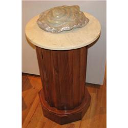 Marble Slab Sculpture on Mahogany base
