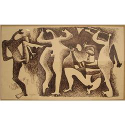 Jerry Caplan drawing Dancing Musicians