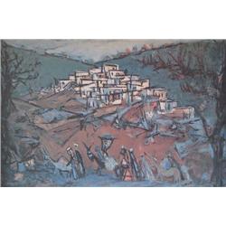 Marcel Janco signed print Ein Hod 1955