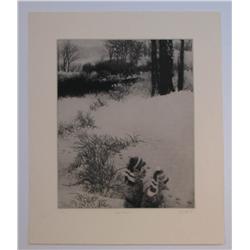 Peter Milton orig etching Under Greylock