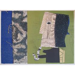 Max Papart original lithograph Man Playing Saxophone