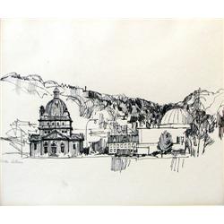 Norton Peterson drawing of North Side Post Office