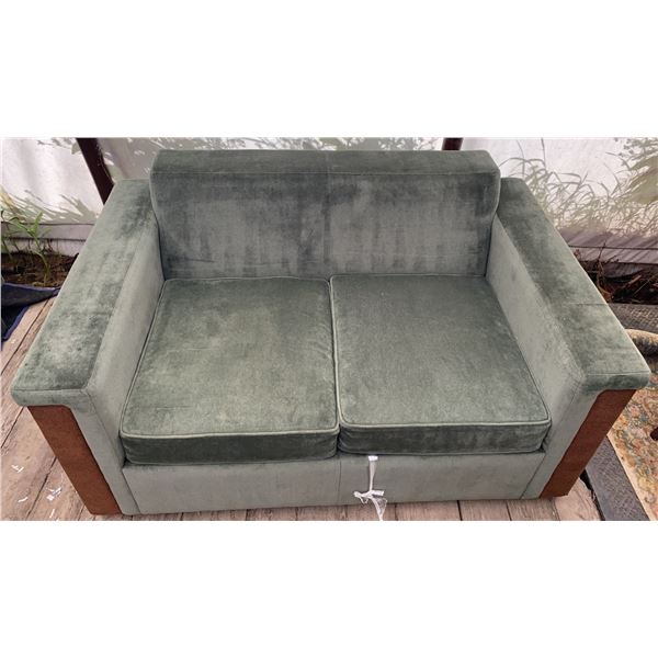 Green Loveseat Sofa Bed with Fold-Out Mattress- Jasper Park Lodge Custom Made