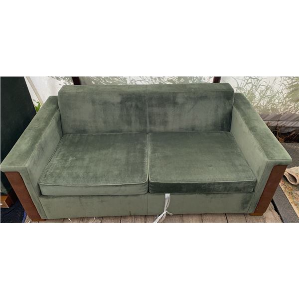 Jasper Park Lodge Custom Made- Green Upholstered Sofa Bed with Mattress