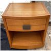 Image 1 : Asian Oak Nightstand with Single Drawer and Open Shelf - Jasper Park Lodge Decor