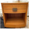 Image 3 : Asian Oak Nightstand with Single Drawer and Open Shelf - Jasper Park Lodge Decor