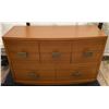 Image 1 : Asian Oak Six-Drawer Wooden Dresser with Metal Handles- Jasper Park Lodge Custom