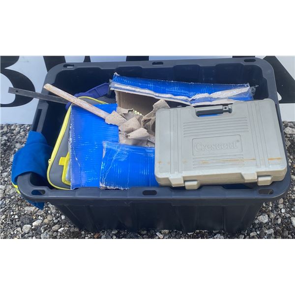 Tools Lot with Socket Set, Clamps, Nails, and Gloves
