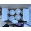 Image 2 : Box Lot of Light Bulbs, Light Fixture, and Door Handle Set