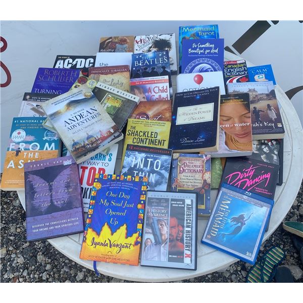 Box Lot of Assorted Books and DVDs