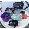 Image 1 : Garden and Tool Lot with Planters, Tools, Gloves