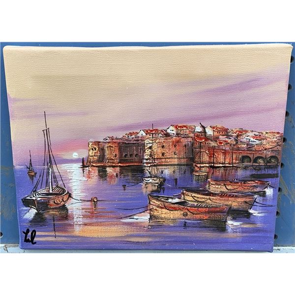 Original Harbour Scene Acrylic Painting on Canvas