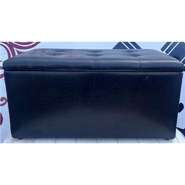Black Faux Leather Storage Ottoman Bench
