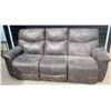 Image 1 : Brown Faux Leather 3-Seat Reclining Sofa