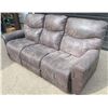 Image 2 : Brown Faux Leather 3-Seat Reclining Sofa