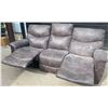 Image 3 : Brown Faux Leather 3-Seat Reclining Sofa