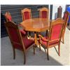 Image 2 : Wooden Dining Table With Six Red Upholstered Chairs