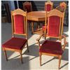 Image 3 : Wooden Dining Table With Six Red Upholstered Chairs