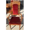 Image 4 : Wooden Dining Table With Six Red Upholstered Chairs