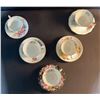 Image 1 : 5 English Bone China Floral Teacups and Saucers