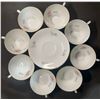 Image 1 : Eight-Piece Fine China Tea Cup and Saucer Set, Floral Motif