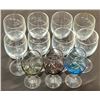 Image 1 : 10 Assorted Etched and Coloured Stemware Glasses