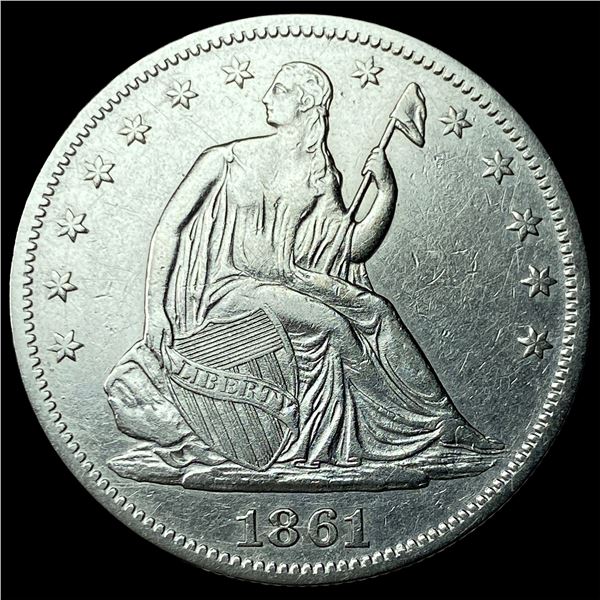 1861 Silver Seated Liberty Half Dollar  CLOSELY UNCIRCULATED
