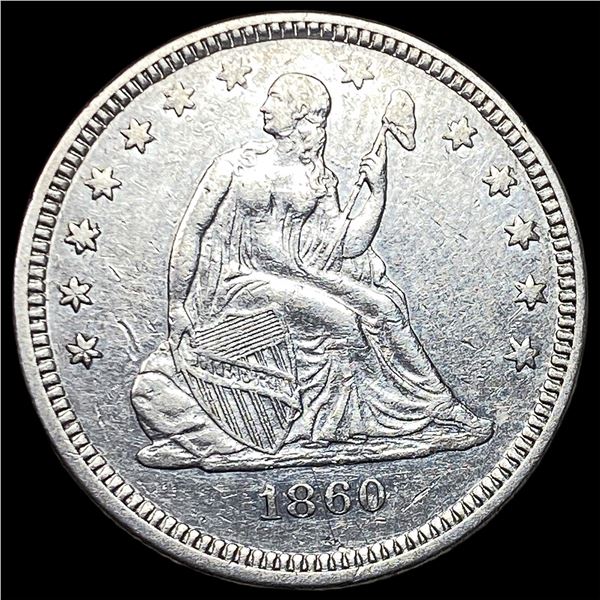 1860-O Silver Seated Liberty Quarter CLOSELY  UNCIRCULATED