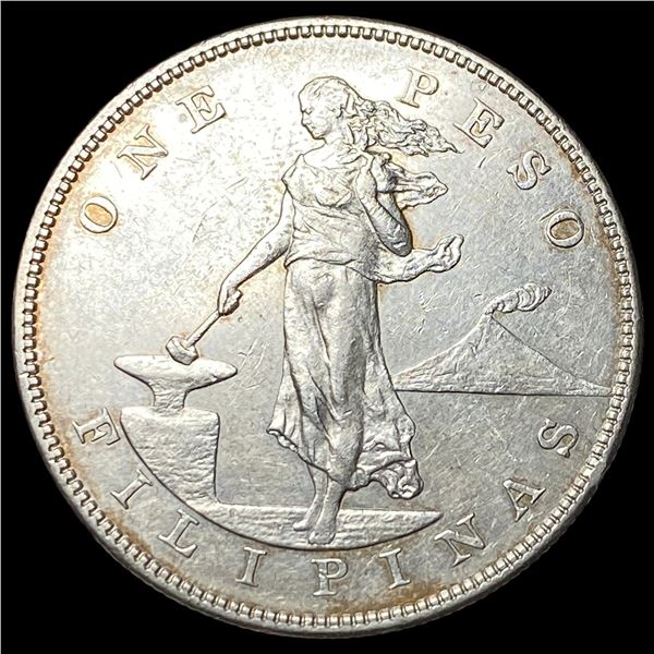 1903-S Philippines Silver One Peso NEARLY  UNCIRCULATED